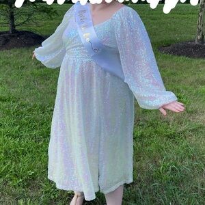 White Sequin Midi Dress Bachelorette Bridal Shower Eloquii 16